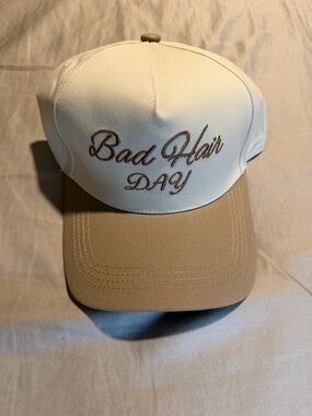 Zenana Outfitters "Bad Hair Day" Two-Tone Baseball Hat - Cream & Mocha NWOT